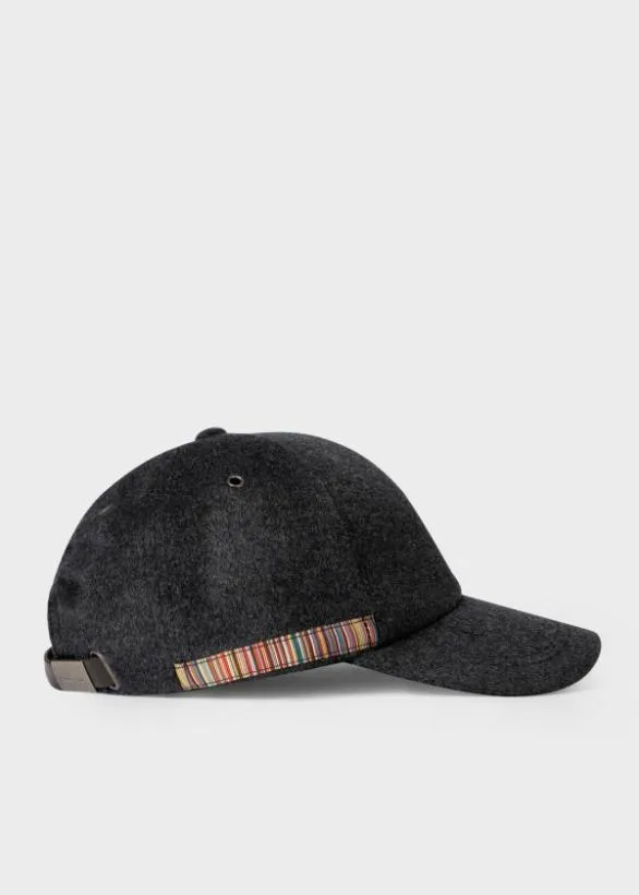 Paul Smith Hats and Gloves 039Signature Stripe039 CashmereBlend Cap Grey 8211 Mens
