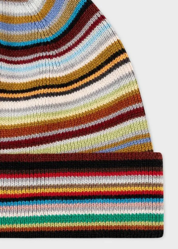 Paul Smith Hats and Gloves 039Signature Stripe039 Merino Wool Beanie Hat and Scarf Gift Set Signature Stripe 8211 Mens