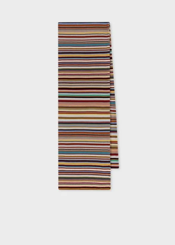 Paul Smith Hats and Gloves 039Signature Stripe039 Merino Wool Beanie Hat and Scarf Gift Set Signature Stripe 8211 Mens