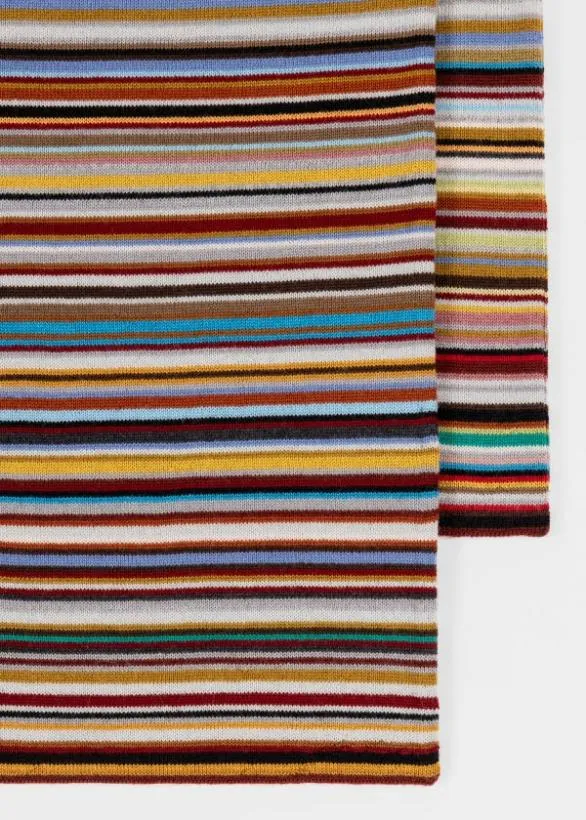 Paul Smith Hats and Gloves 039Signature Stripe039 Merino Wool Beanie Hat and Scarf Gift Set Signature Stripe 8211 Mens