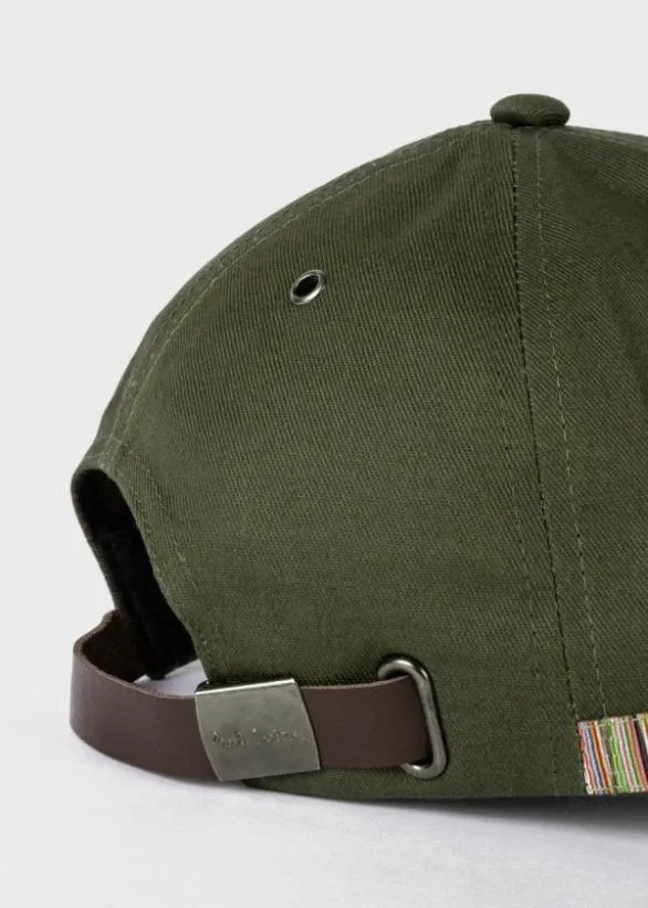 Paul Smith Hats and Gloves 039Signature Stripe039 Trim Cotton Baseball Cap Khaki 8211 Mens