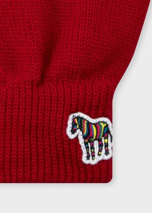 Paul Smith Hats and Gloves 039Zebra039 Hat Gloves and Scarf Gift Set Red 8211 Mens
