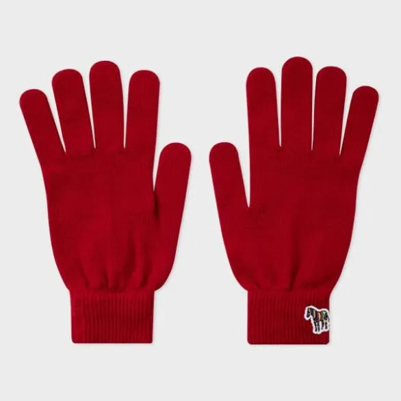 Paul Smith Hats and Gloves 039Zebra039 Hat Gloves and Scarf Gift Set Red 8211 Mens