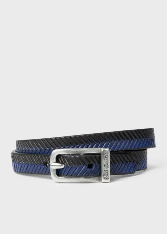 Paul Smith Jewellery and Keyrings Herringbone Leather Bracelet Black And Blue 8211 Mens Paul Smith Jewellery and Keyrings Herringbone Leather Bracelet Black And Blue 8211 Mens