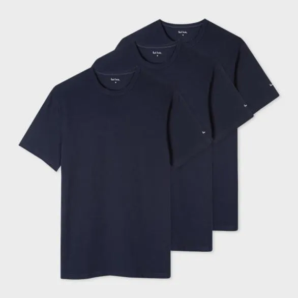 Paul Smith Loungewear Cotton Lounge TShirts Three Pack Navy 8211 Mens