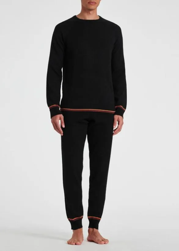 Paul Smith Loungewear Merino Wool 039Artist Stripe039 Lounge Sweater Black 8211 Mens