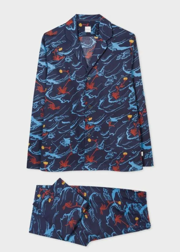 Paul Smith Nightwear Cotton 039Long Cliff039 Pyjamas Navy 8211 MensHome