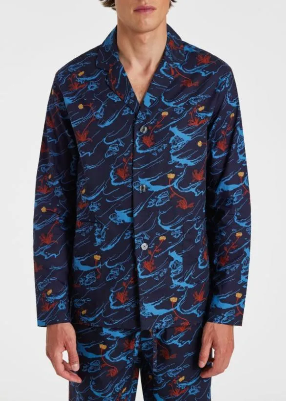 Paul Smith Nightwear Cotton 039Long Cliff039 Pyjamas Navy 8211 MensHome