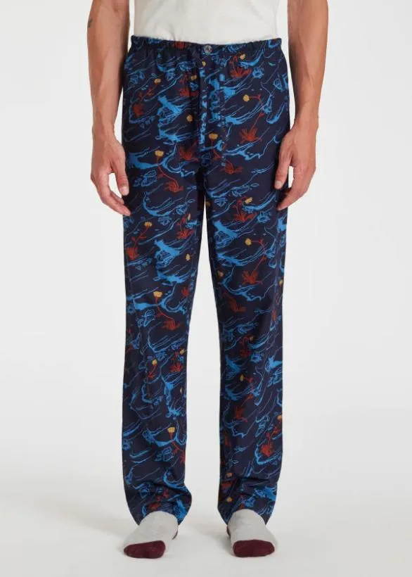 Paul Smith Nightwear Cotton 039Long Cliff039 Pyjamas Navy 8211 MensHome