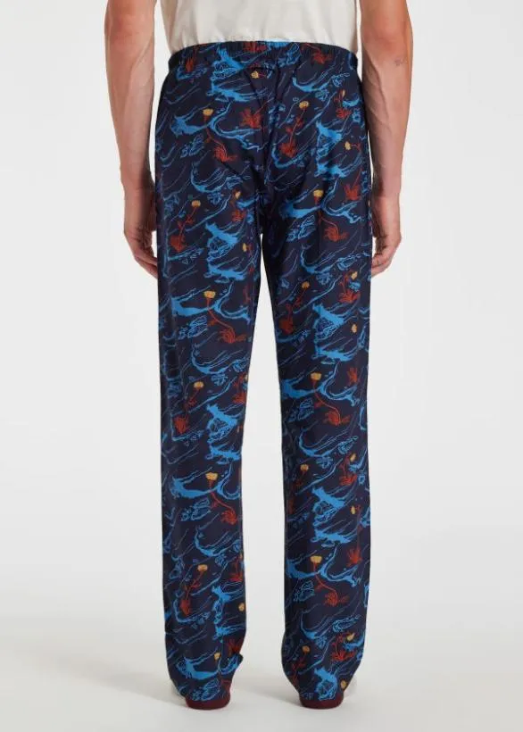 Paul Smith Nightwear Cotton 039Long Cliff039 Pyjamas Navy 8211 MensHome