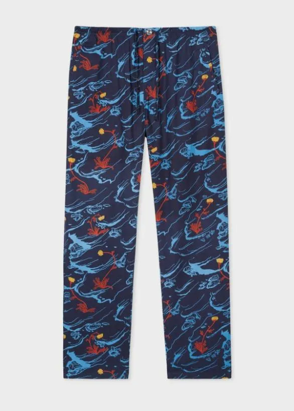 Paul Smith Nightwear Cotton 039Long Cliff039 Pyjamas Navy 8211 MensHome