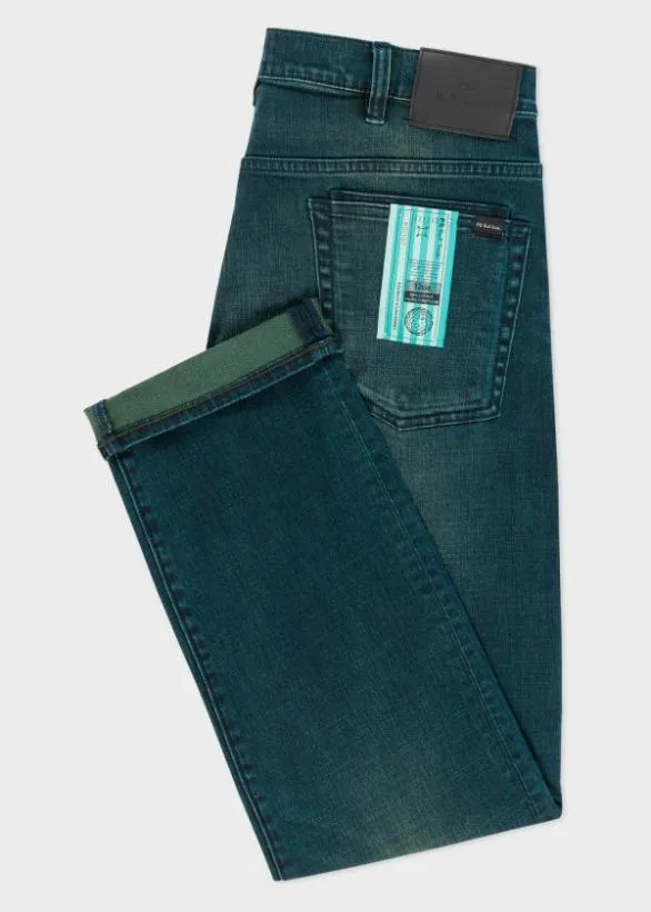 Paul Smith Pants 039Crosshatch Stretch039 OverDye Jeans Dark Blue Wash 8211 Mens