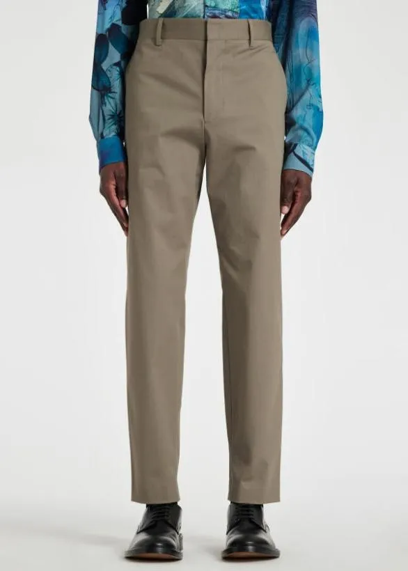 Paul Smith Pants Washed Khaki Fine CottonTwill Chinos Khaki 8211 Mens