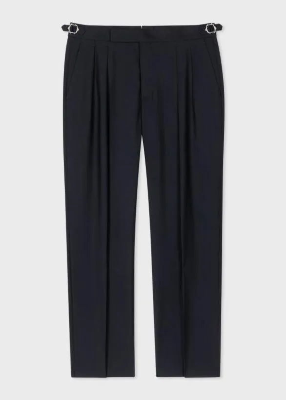 Paul Smith Pants WoolMohair DoublePleat Trousers Dark Navy 8211 Mens