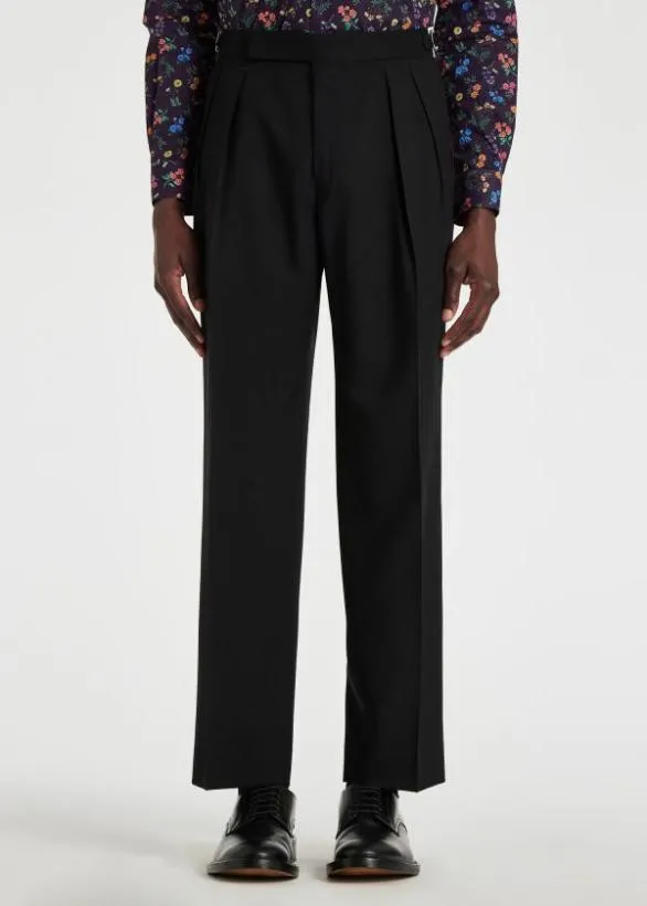 Paul Smith Pants WoolMohair DoublePleat Trousers Dark Navy 8211 Mens