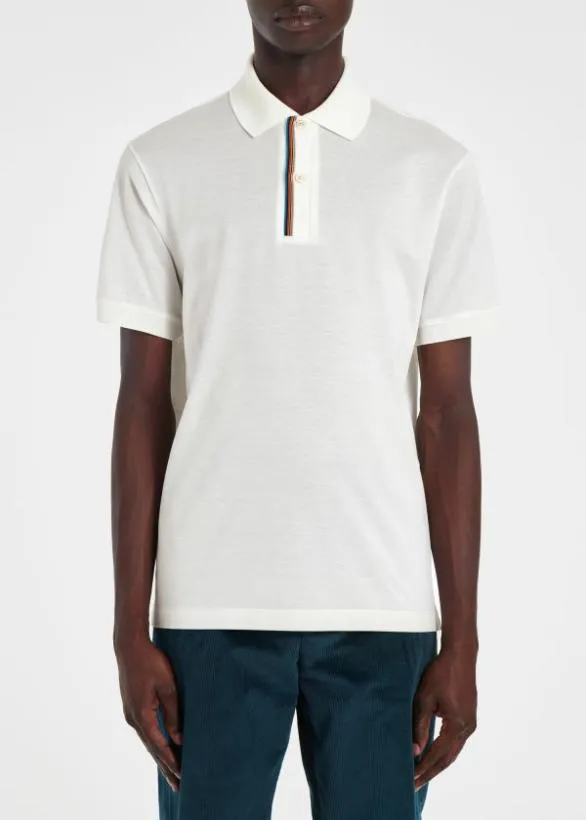 Paul Smith Polo Shirts 039Signature Stripe039 Trim Polo Shirt White 8211 Mens