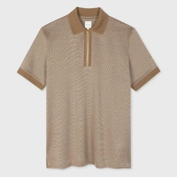 Paul Smith Polo Shirts Contrast Collar Polo Shirt Beige 8211 Mens