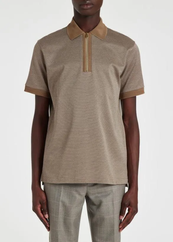 Paul Smith Polo Shirts Contrast Collar Polo Shirt Beige 8211 Mens