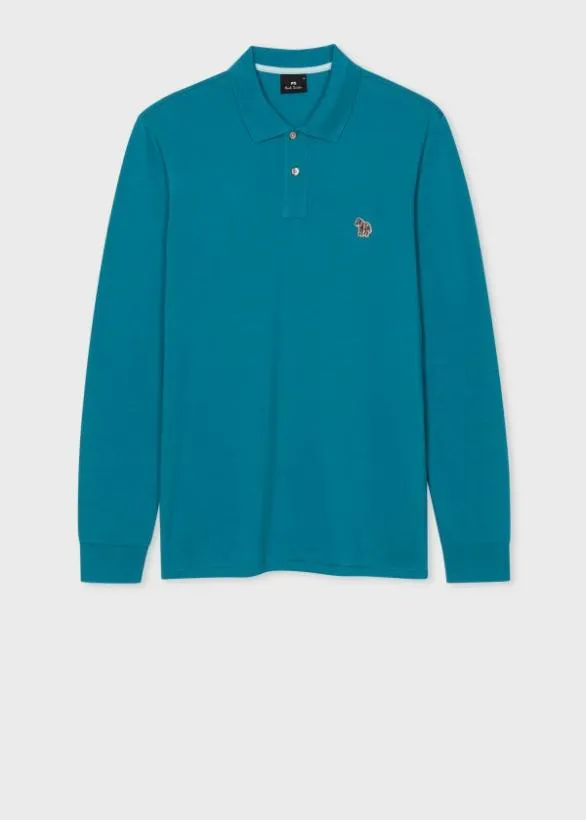 Paul Smith Polo Shirts LongSleeve Zebra Logo Polo Shirt Blue 8211 Mens