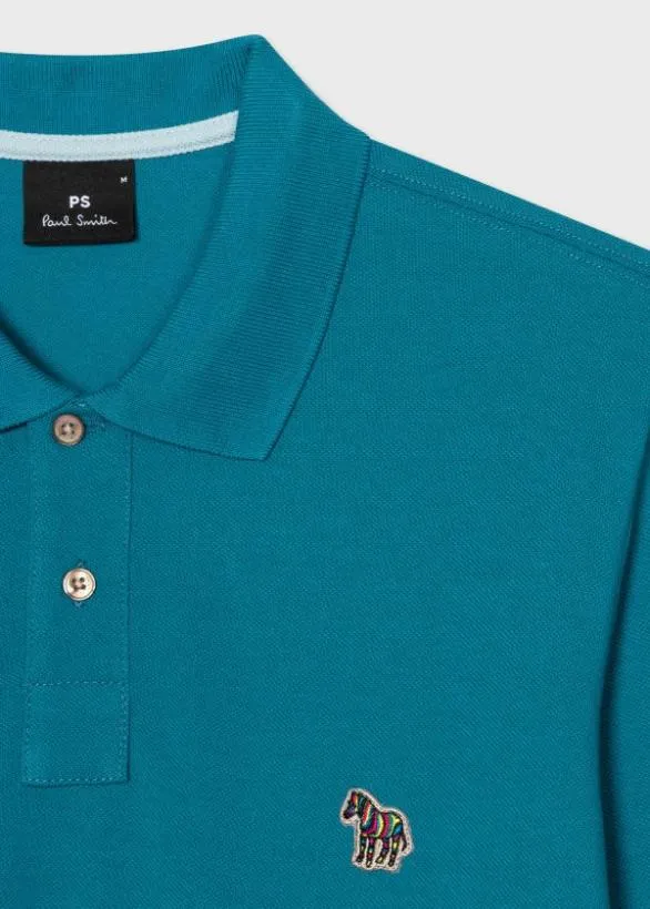 Paul Smith Polo Shirts LongSleeve Zebra Logo Polo Shirt Blue 8211 Mens