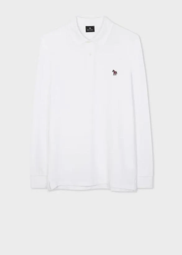 Paul Smith Polo Shirts LongSleeve Zebra Polo Shirt White 8211 Mens