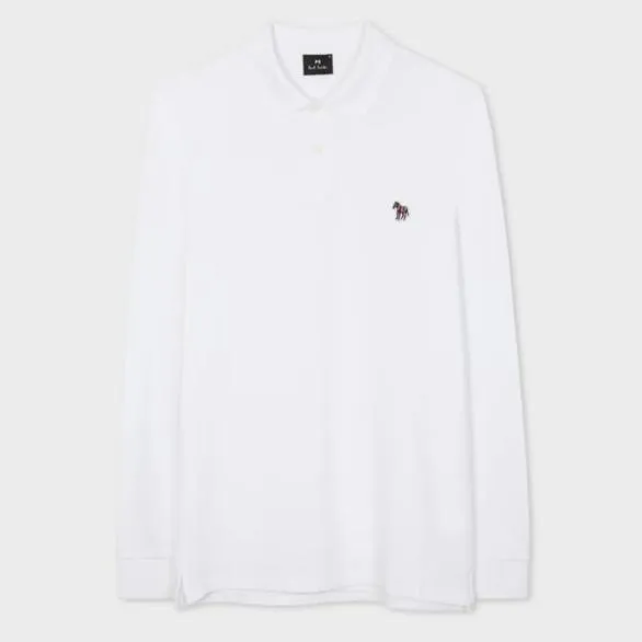 Paul Smith Polo Shirts LongSleeve Zebra Polo Shirt White 8211 Mens