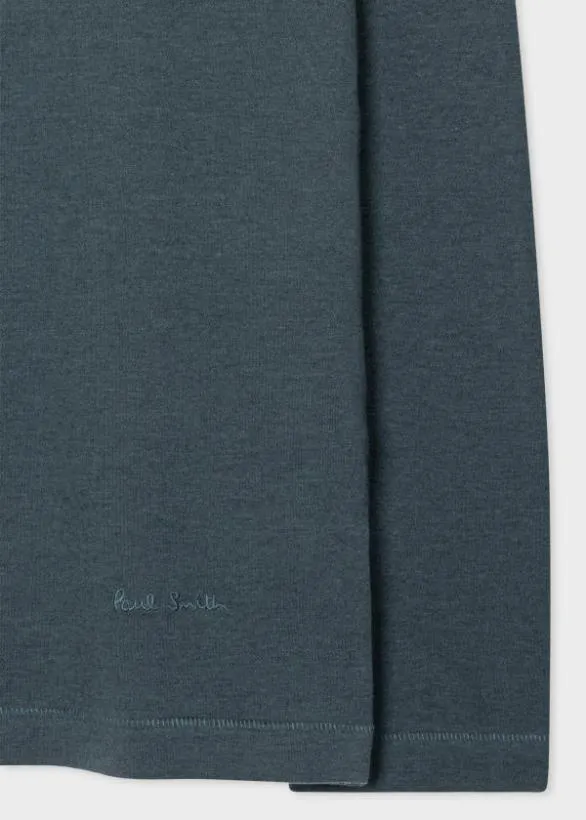 Paul Smith Polo Shirts LyocellBlend LongSleeve Polo Shirt Slate Blue 8211 Mens