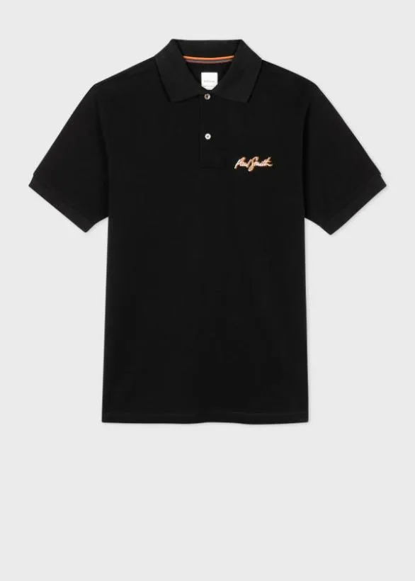 Paul Smith Polo Shirts Shadow Logo Cotton Polo Shirt Black 8211 Mens