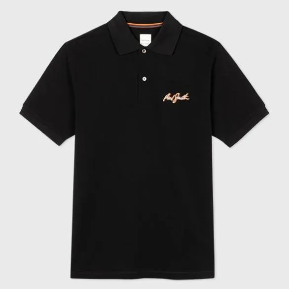 Paul Smith Polo Shirts Shadow Logo Cotton Polo Shirt Black 8211 Mens
