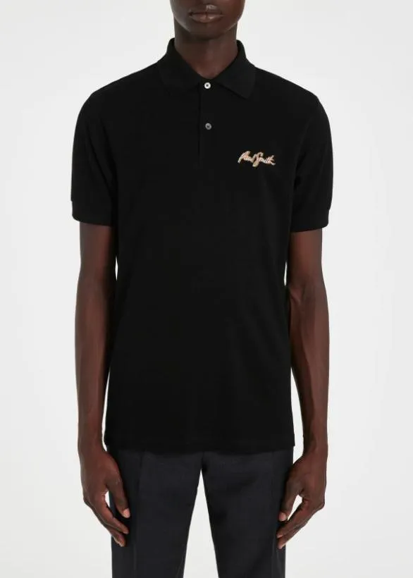 Paul Smith Polo Shirts Shadow Logo Cotton Polo Shirt Black 8211 Mens