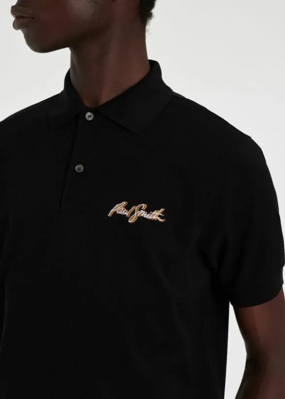 Paul Smith Polo Shirts Shadow Logo Cotton Polo Shirt Black 8211 Mens