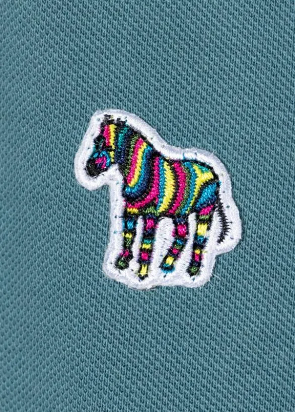 Paul Smith Polo Shirts Zebra Logo LongSleeve Polo Shirt Teal 8211 Mens