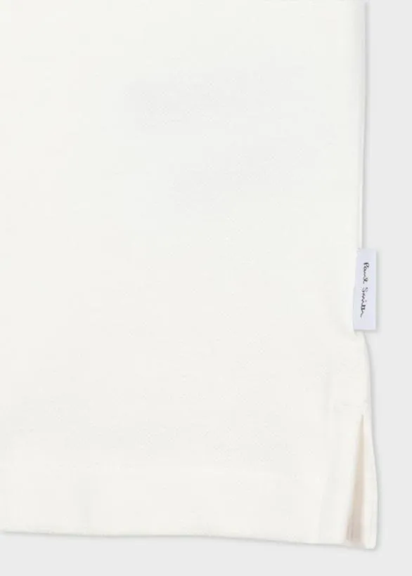 Paul Smith Polo Shirts Zip Neck StretchCotton Polo Shirt Ecru 8211 Mens