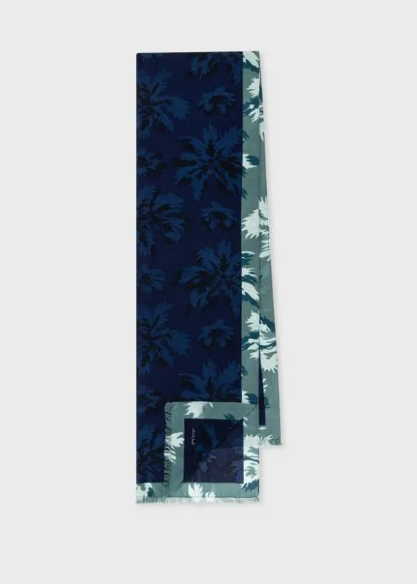 Paul Smith Scarves Cotton 039Palm Burst039 Scarf Blue 8211 MensWomens