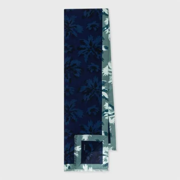 Paul Smith Scarves Cotton 039Palm Burst039 Scarf Blue 8211 MensWomens