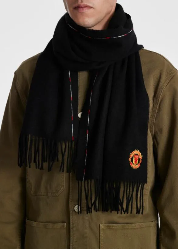 Paul Smith Scarves Paul Smith and Manchester United 8211 Wool Scarf Black 8211 MensWomens