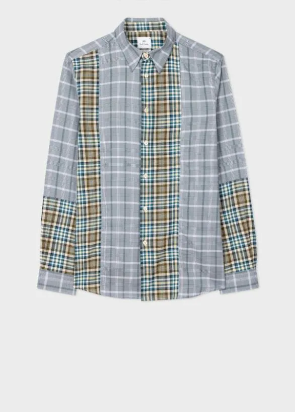 Paul Smith Shirts CutUp Check Cotton Shirt Grey 8211 Mens
