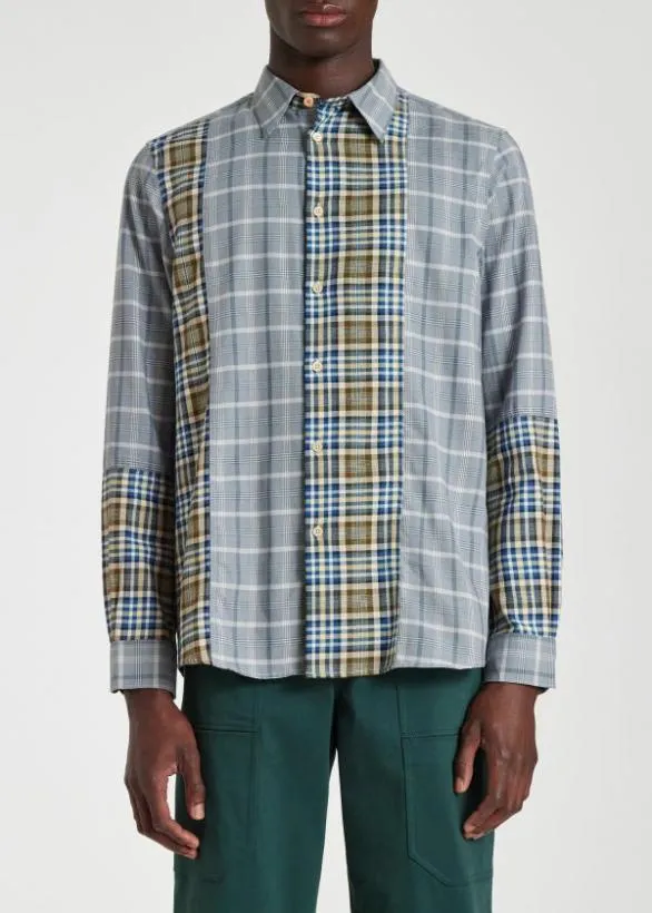 Paul Smith Shirts CutUp Check Cotton Shirt Grey 8211 Mens