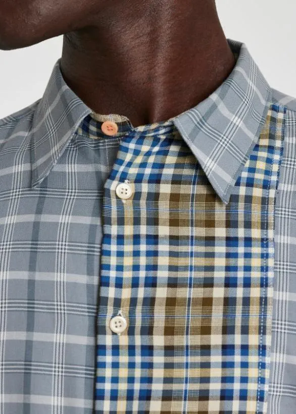 Paul Smith Shirts CutUp Check Cotton Shirt Grey 8211 Mens