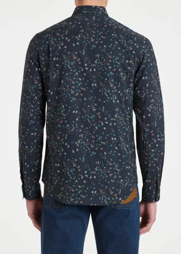 Paul Smith Shirts Micro Floral Print Shirt Navy 8211 Mens