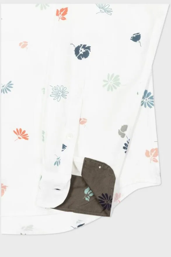 Paul Smith Shirts Organic Cotton Mixed Floral Print Shirt White 8211 Mens