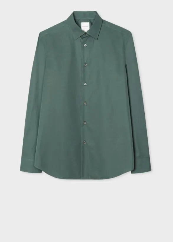Paul Smith Shirts TailoredFit Cotton Poplin Shirt Dark Green 8211 Mens
