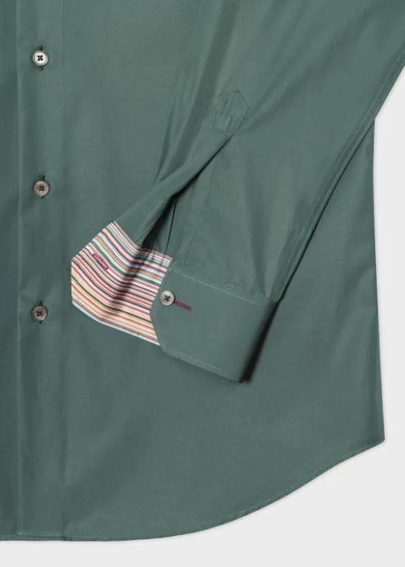 Paul Smith Shirts TailoredFit Cotton Poplin Shirt Dark Green 8211 Mens
