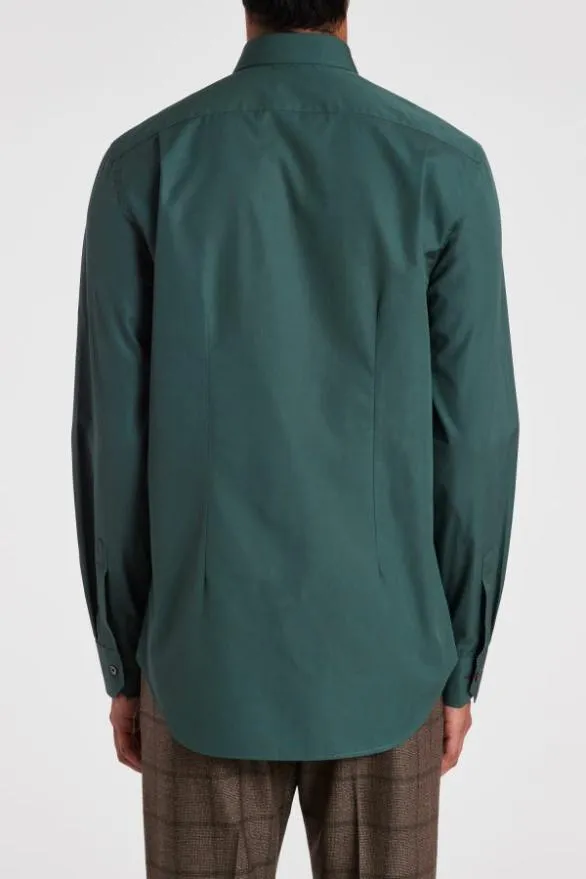 Paul Smith Shirts TailoredFit Cotton Poplin Shirt Dark Green 8211 Mens