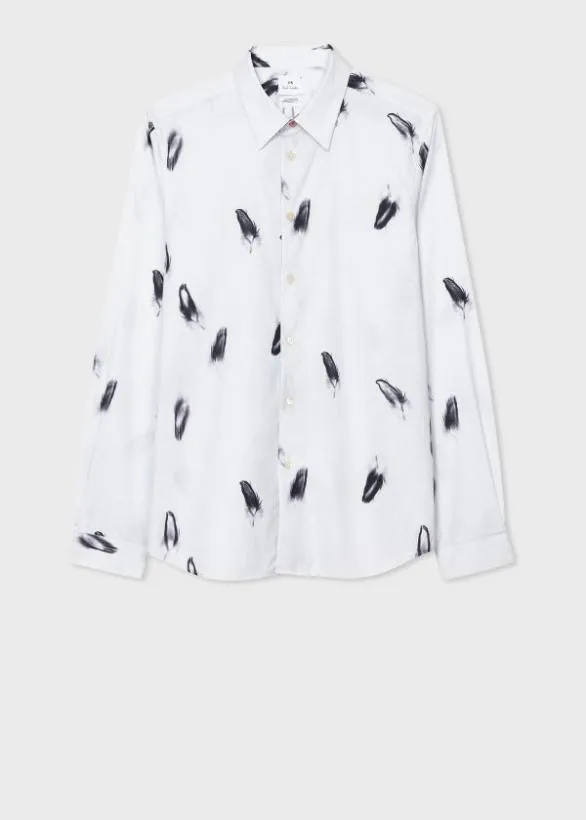 Paul Smith Shirts White 039Falling Feather039 Cotton Shirt White 8211 Mens
