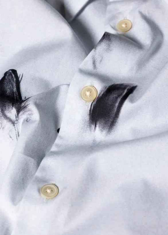 Paul Smith Shirts White 039Falling Feather039 Cotton Shirt White 8211 Mens