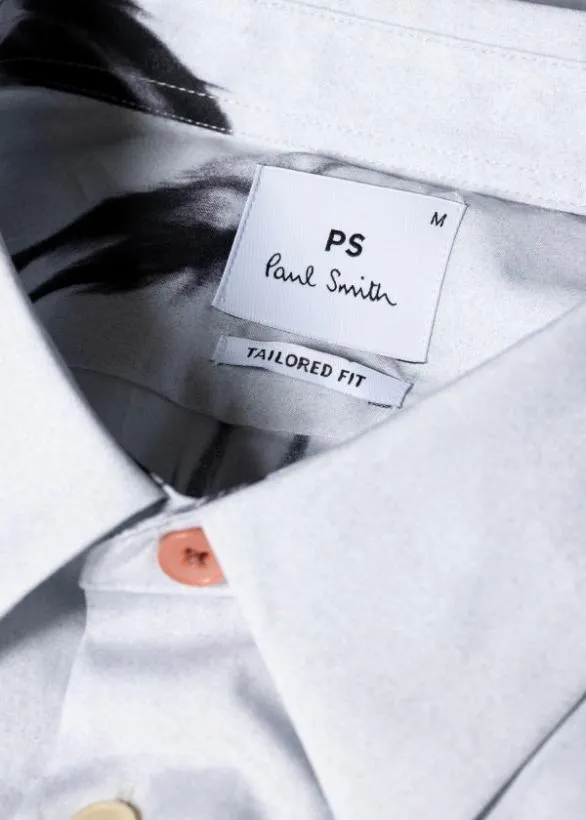 Paul Smith Shirts White 039Falling Feather039 Cotton Shirt White 8211 Mens