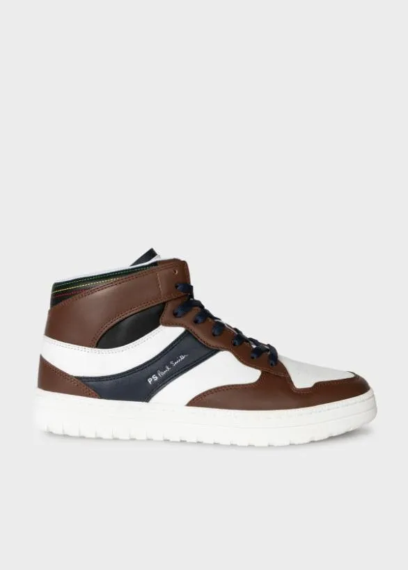 Paul Smith Sneakers Leather 039Liston039 HighTop Trainers White And Brown 8211 Mens