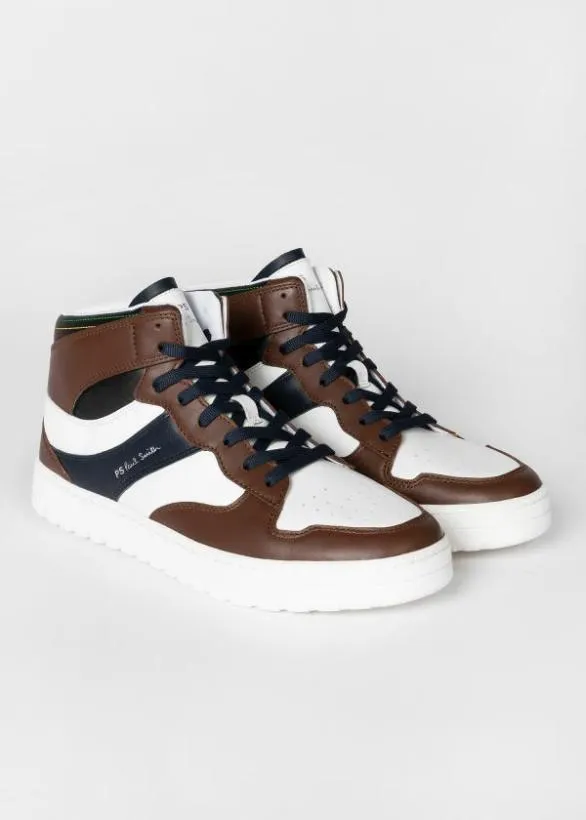 Paul Smith Sneakers Leather 039Liston039 HighTop Trainers White And Brown 8211 Mens