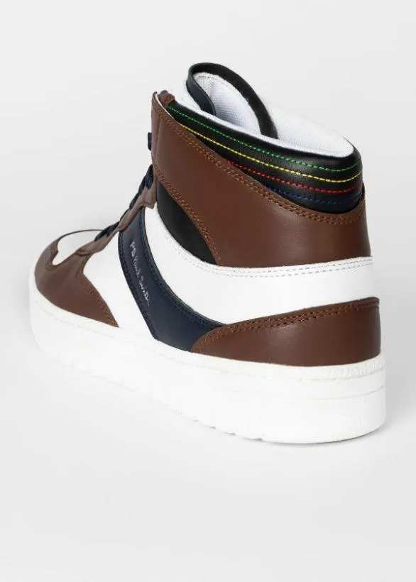 Paul Smith Sneakers Leather 039Liston039 HighTop Trainers White And Brown 8211 Mens